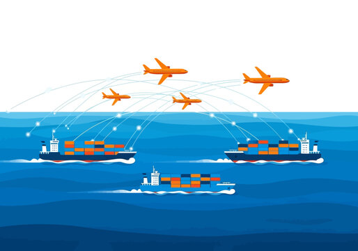 Military naval fleet with escort planes.