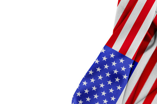 American flag fabric corner on white background