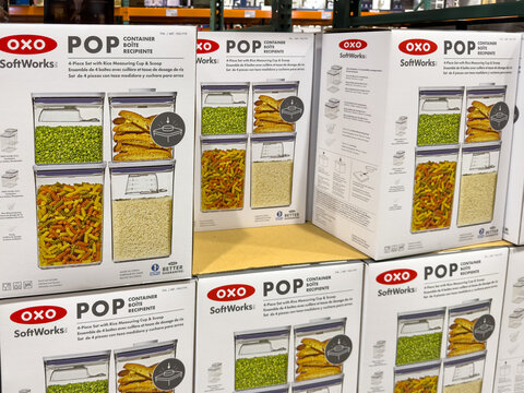 OXO SoftWorks POP Container 4-Piece Set with Rice Measuring Cup and Scoop