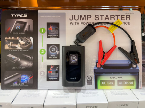 Type S portable jump starter with power bank and color display