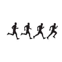Obraz premium Running Man Silhouette Vector Black White Illustration Athlete Running Silhouette Isolated Vector Design Sports Runner Silhouette Black and White Clipart