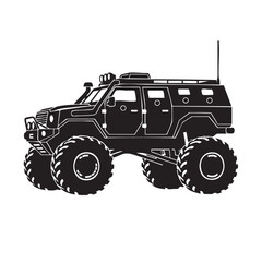 Armored monster truck off-road vehicle silhouette for security and adventure concepts isolated on wh © Sayeda