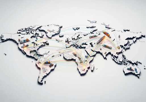 World Map with Colored Pins.