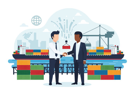 Two businessmen shaking hands in office.