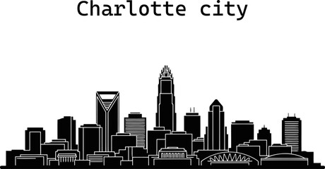 Fototapeta premium Charlotte city silhouette vector with tower.