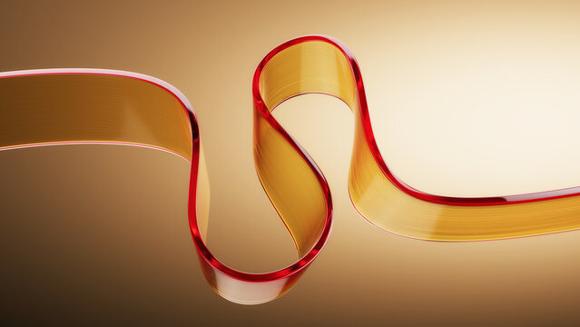 Liquid glass transparent wave ribbon. Fluid flow line curve shape - 3d illustration