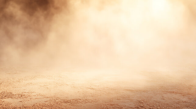 A serene landscape featuring soft golden dust in the atmosphere, creating a warm and tranquil ambiance.
