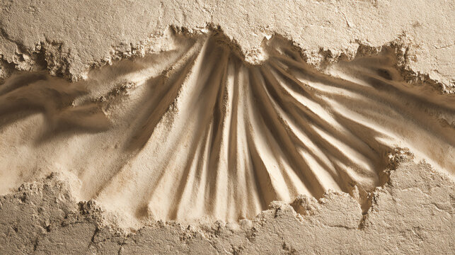 Intricate plasterwork features a beautiful wave-like texture, showcasing craftsmanship and architectural elegance.
