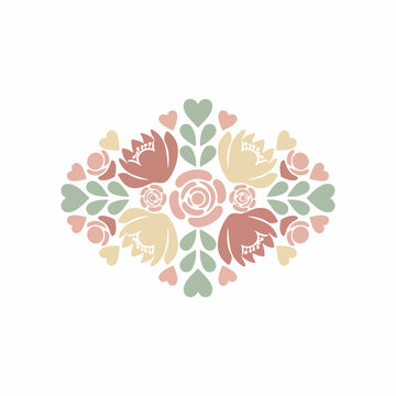 Floral Heart Pattern with roses and leaves