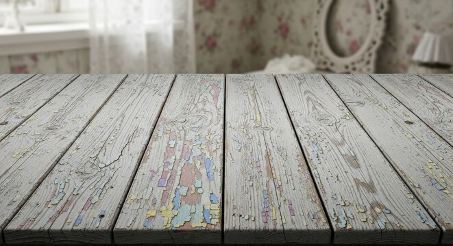 Light Grey Distressed Wooden Surface with Visible Chippy Paint and Wood Grain Texture