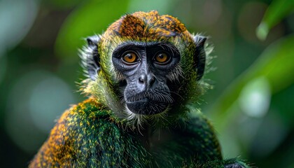 Fototapeta premium Close-up of a young monkey in forest.