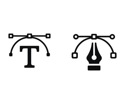 Vector illustration of two pen tool icons with control points