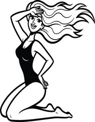 Obraz premium Vintage cartoon illustration of a woman posing