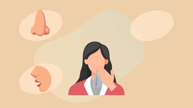 Key Symptoms of Allergic rhinitis also known as  hay fever  - Stock Animated Illustration as MP4 File