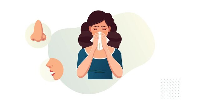 Key Symptoms of Allergic rhinitis also known as  hay fever  - Stock Animated Illustration as MP4 File