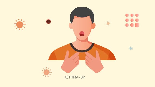 Cough and Breathing Difficulty - COPD Care - Animated Illustration as MP4 File