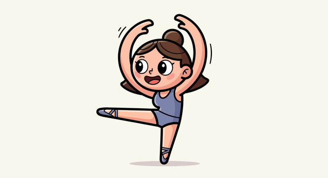 Young Girl Dancing Ballet Pose.