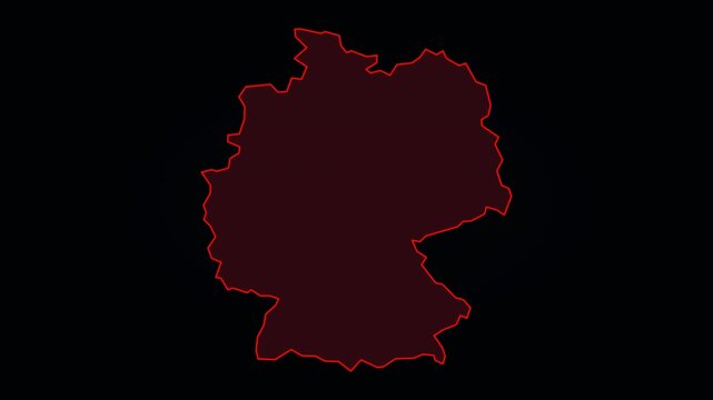 Germany Map with Glowing Red Neon Borders and Subtle Inner Glow on Black