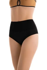 Woman's torso in elegant black high waisted panties and beige bra on white background © Wisky