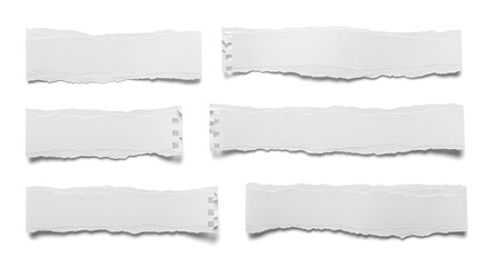 Fototapeta premium Six torn pieces of paper arranged in a grid pattern on a plain background