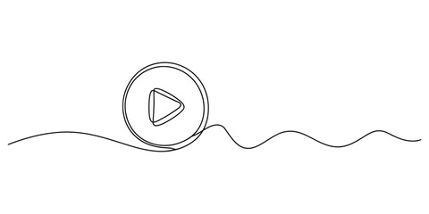 Obraz premium Continuous line drawing of a play button icon