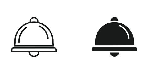 Fototapeta premium Comparison of a line drawing bell and a filled-in bell icon design