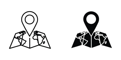 Contrasting map pins on opened world maps with different color schemes © MD Hasan
