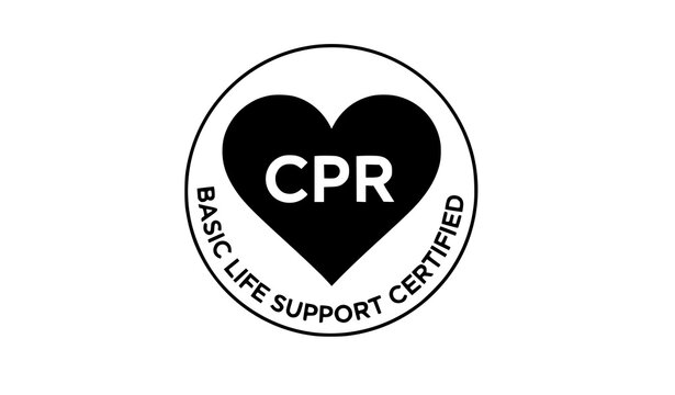 Basic Life Support CPR certified seal medical heart badge vector illustration