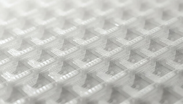 3D printed plastic filament layers macro. Additive manufacturing technology.