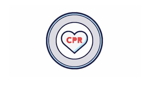 CPR heart Basic Life Support certified emblem medical training badge vector