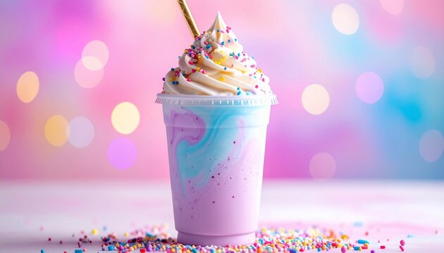 Colorful Milkshake with Sprinkles and Whipped Cream.