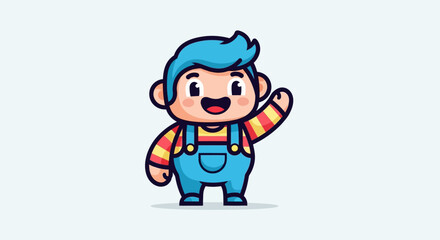 Fototapeta premium Smiling Cartoon Boy Character Illustration.