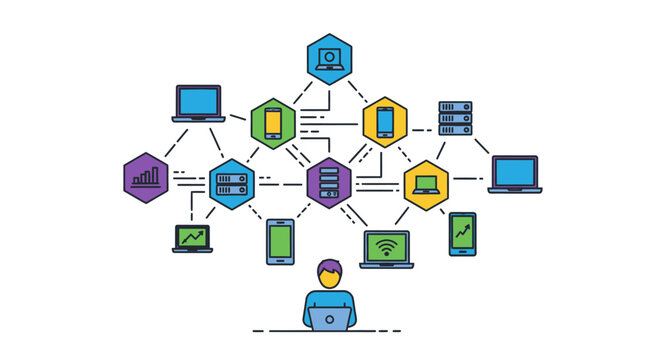 Network Diagram with Central Server.