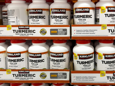 Kirkland Signature Turmeric 1000mg with black pepper on shelf