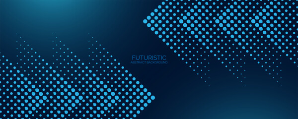 Abstract arrow glowing dot lines on blue background. Modern shiny blue geometric lines design. Futuristic technology concept. © Azahar