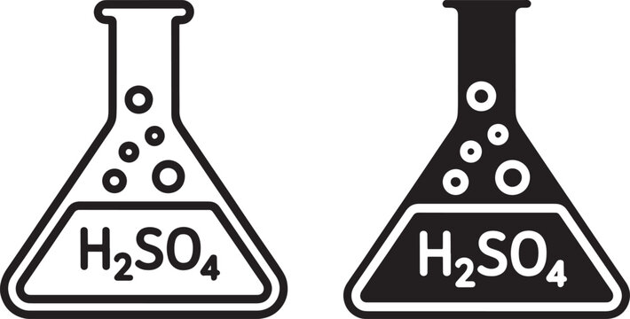 Two conical flasks containing a bubbling liquid labeled h2so4