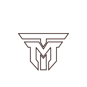 A logo with a stylized letter m and t