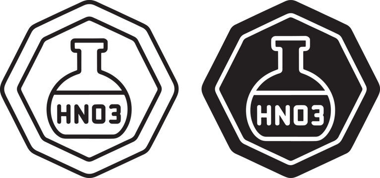 Nitric acid warning signs a black and white illustration of hazard symbols