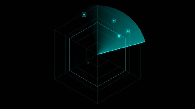 Teal Dynamic Tactical Radar Display with Data Points
