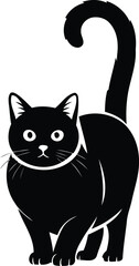 Fototapeta premium Black Cat Silhouette Walking Side View Isolated on White Background 