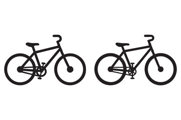 Fototapeta premium Two black bicycle silhouettes on white background bike