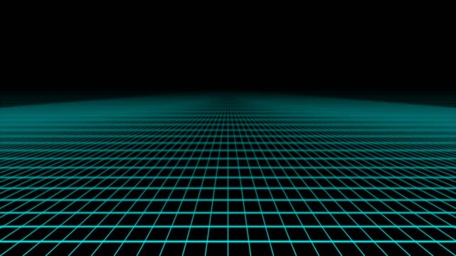 Futuristic Teal Synthwave Grid Loop Animation