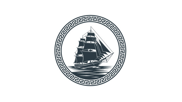 Black and White Ship Logo.