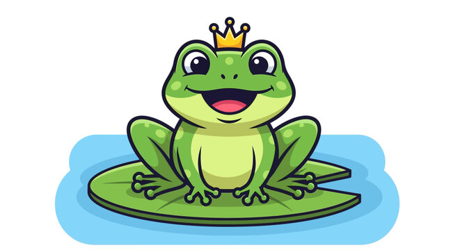 Green Frog Wearing Gold Crown.