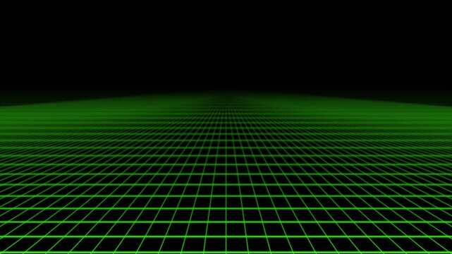 Dynamic Green Synthwave Grid Horizon Background