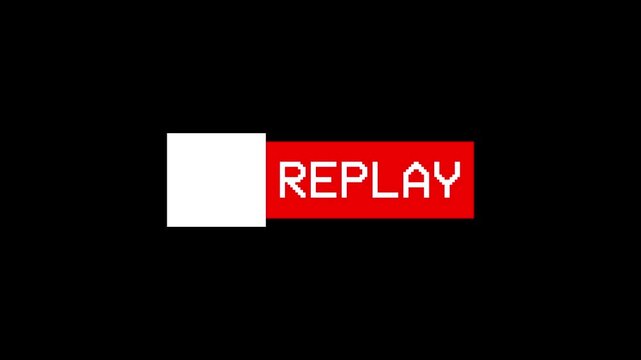 Video camera replay screen animation on black background. 4k video