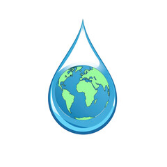 Obraz premium A blue and green globe inside a water droplet