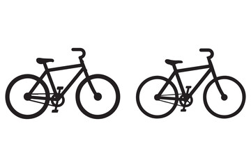 Obraz premium Two black bicycle silhouettes on white background bike