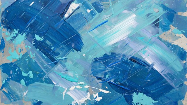 Sfondo artistico astratto con pennellate di vernice blu e bianca