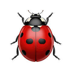 Fototapeta premium A vivid illustration of a red ladybug with black spots on its wings isolated on transparent background